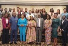 Mrs Asante-Asiedu (middle) with Mr Miezen (fifth from left), Mr Asiamah-Koranteng and participants in the programme
