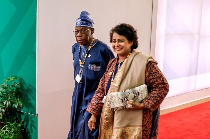 • Former President Olusegun Obasanjo arriving for the summit