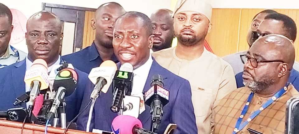 Mr Afenyo-Markin speaking at the press conference