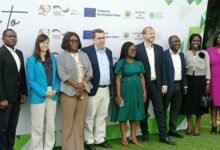 • Mrs Arthur (4th from left), Dr Jahn (4th from right) with other dignitaries in the programme