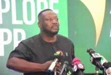 • Mr Opare Addo (inset) speaking at the launch