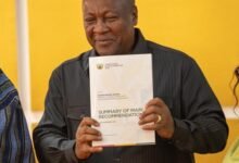 President Mahama with the report
