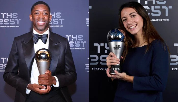 Ousmane Dembele (left) and Spain's Aitana Bonmati