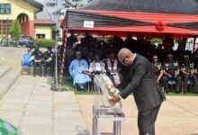 • President Mahama laying a wreath for the fallen heroes