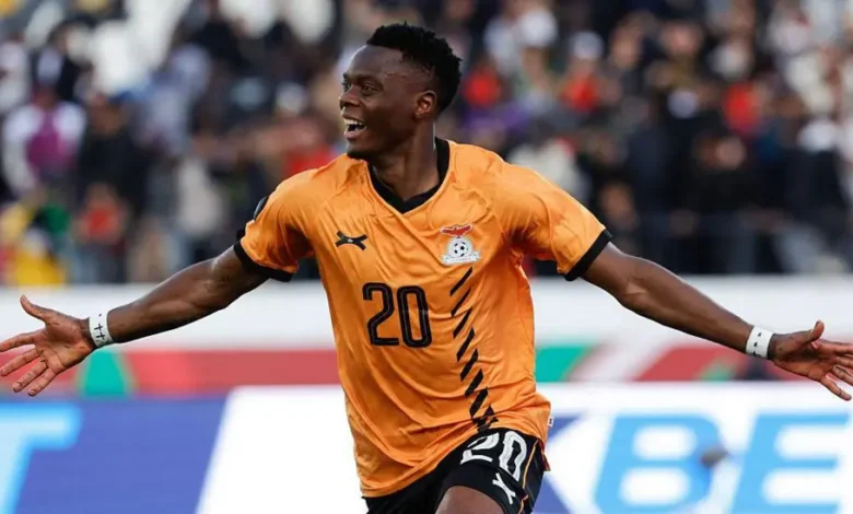 Patson Daka celebrating his late header in Casablanca