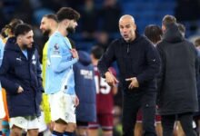 Pep Guardiola speaks to Josko Gvardiol on the pitch after the game