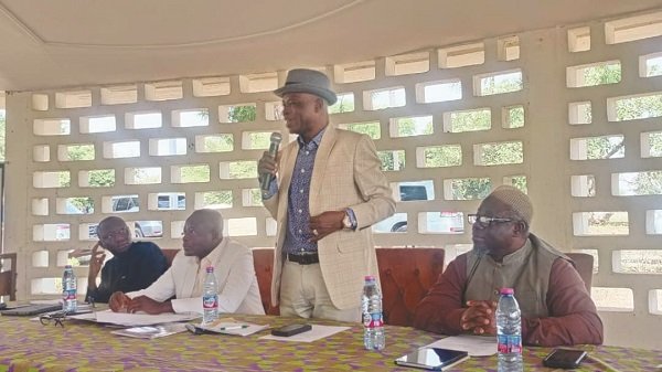 Mr Ali Adolf John Mburudiba (inset) addressing meeting.