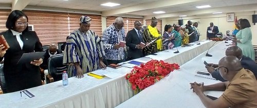 Board members of the Road Maintenance Trust Fund taking the oaths of office