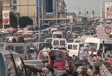 A chaotic traffic scene