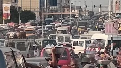 A chaotic traffic scene