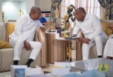 President Mahama (left) with Rev Wengam