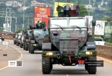 Ghana Armed Forces with sister security services on a route march