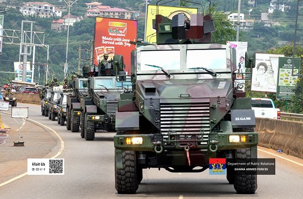 Ghana Armed Forces with sister security services on a route march