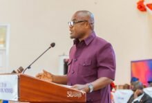 • Mr Okyere Eduamoah (inset) delivering the President’s speech