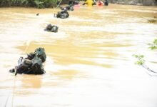 • The troops crossing the river using a rope