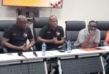 • Mr Sulley (middle) with Molbila (second left) and other management staff in a press conference