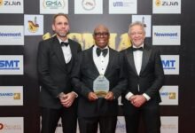 • Mr Nuhu Salifu (middle) with Oscar Van Etten (left), Project Manager, UMA and Kim Taylor, Operations Manager