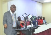 • Mr Quansah speaking at the briefing Photo: Victor A. Buxton