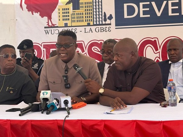 • Mr Larmie addressing the press conference