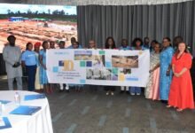 • Ms Sonja Leighton-Kone (middle) with other stakeholders at the event Photo: Seth Osabukle