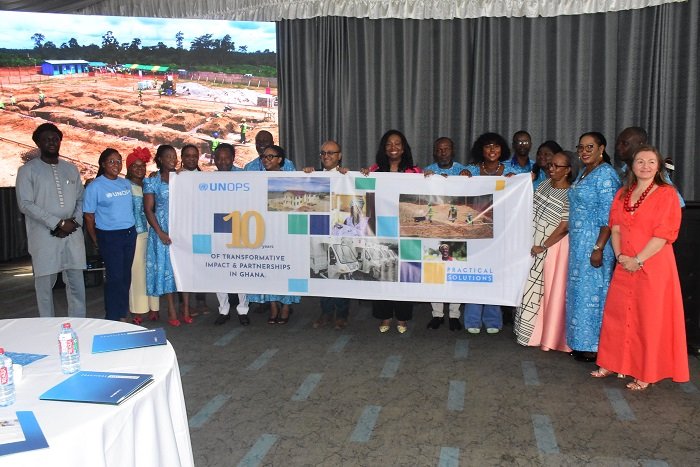 • Ms Sonja Leighton-Kone (middle) with other stakeholders at the event Photo: Seth Osabukle