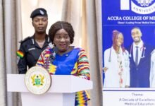 Vice President Prof. Opoku-Agyemang (inset) addressing the graduates