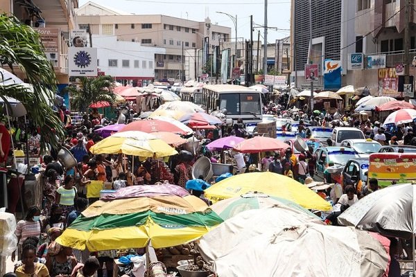 Vehicular traffic as well as shoppers and sellers battling for space in major market centres in Accra