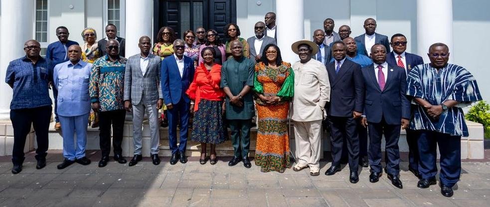 • Vice President Opoku-Agyemang with the clergy and some members of the Girls' Brigade