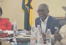 • Prof. Opoku-Agyemang (left) with Dr Hoedoafia (middle) and Prof. Kwamina Ahwoi