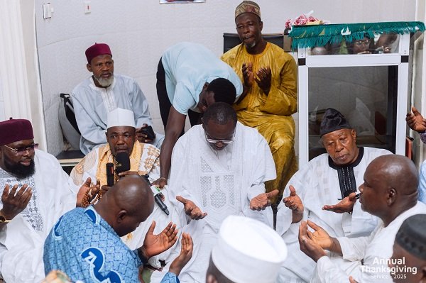 Dr Agyepong (middle) joined the congregation at the Central Mosque, Ashalley Botwe-NmaiDzorn.