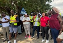 • Ms Ocloo (second from right) with executives of GRCC and LaDMA expecting the clean up exercise at the assembly