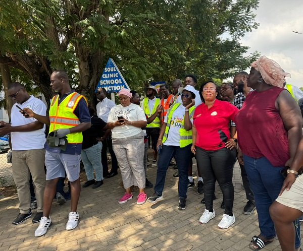 • Ms Ocloo (second from right) with executives of GRCC and LaDMA expecting the clean up exercise at the assembly