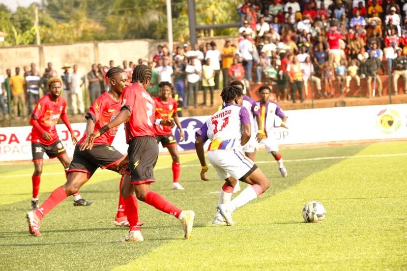 A scene from the Hohoe United versus Hearts of Oak game on Saturday