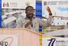 • Mr Boateng (inset) making a presentation at the conference Photo: Ebo Gorman