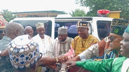 • Adentan Municipal Chief Imam, Sheikh Abubakar, presenting the ambulance to the Council