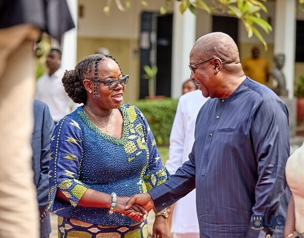 -President Mahama exchanging pleasantaries with Vice-Chancellor, Prof. Nana Aba Appiah Amfo