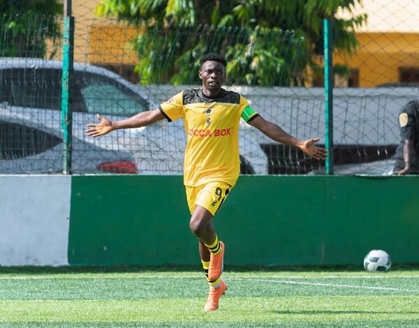 Ayertey celebrates his hat-trick