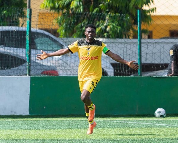 Ayertey celebrates his hat-trick