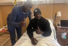 • Coach Otto Addo and Salisu at the hospital