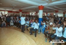 • Dr Bawumia waving at party supporters in Yendi