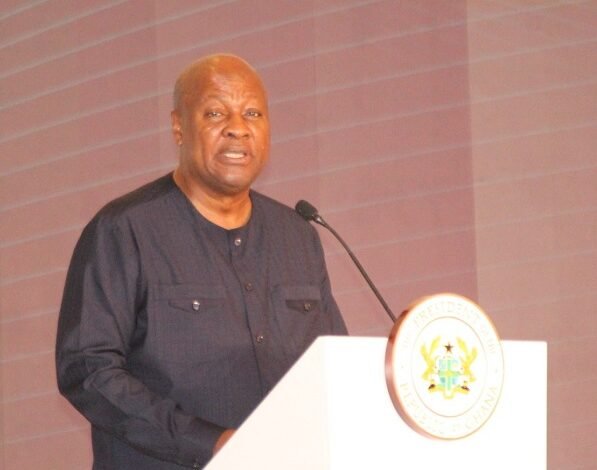 • President Mahama (inset) addressing participants at the Africa Trade Summit in Accra Photo: Ebo Gorman