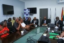 • FA President Kurt Simeon-Okraku and other executives of the FA interact with the family members of the late footballer