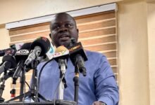 -Mr Albert Kwabena Dwumfour addressing the press