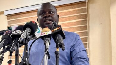 -Mr Albert Kwabena Dwumfour addressing the press