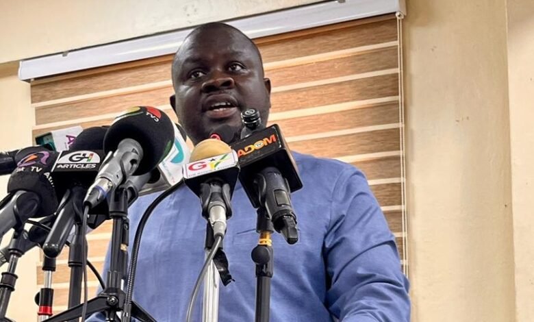 -Mr Albert Kwabena Dwumfour addressing the press