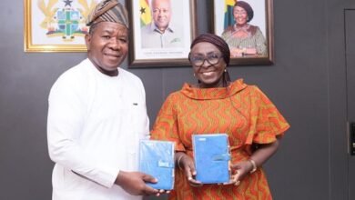 • Ms Abla Dzifa Gomashie (right) and Mr Edmond Moukala during the visi