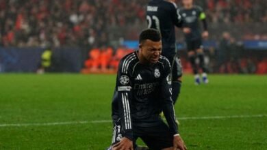 Kylian Mbappe dejected after the final whistle