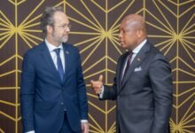 • Mr Samuel Okudzeto Ablakwa (right) with Mr Christian Rogg, British High Commissioner to Ghana