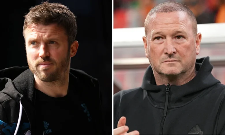 Michael Carrick (left) with Steve Holland