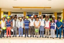 • Mr Tameklo (sixth from left) with other dignitaries after the visit